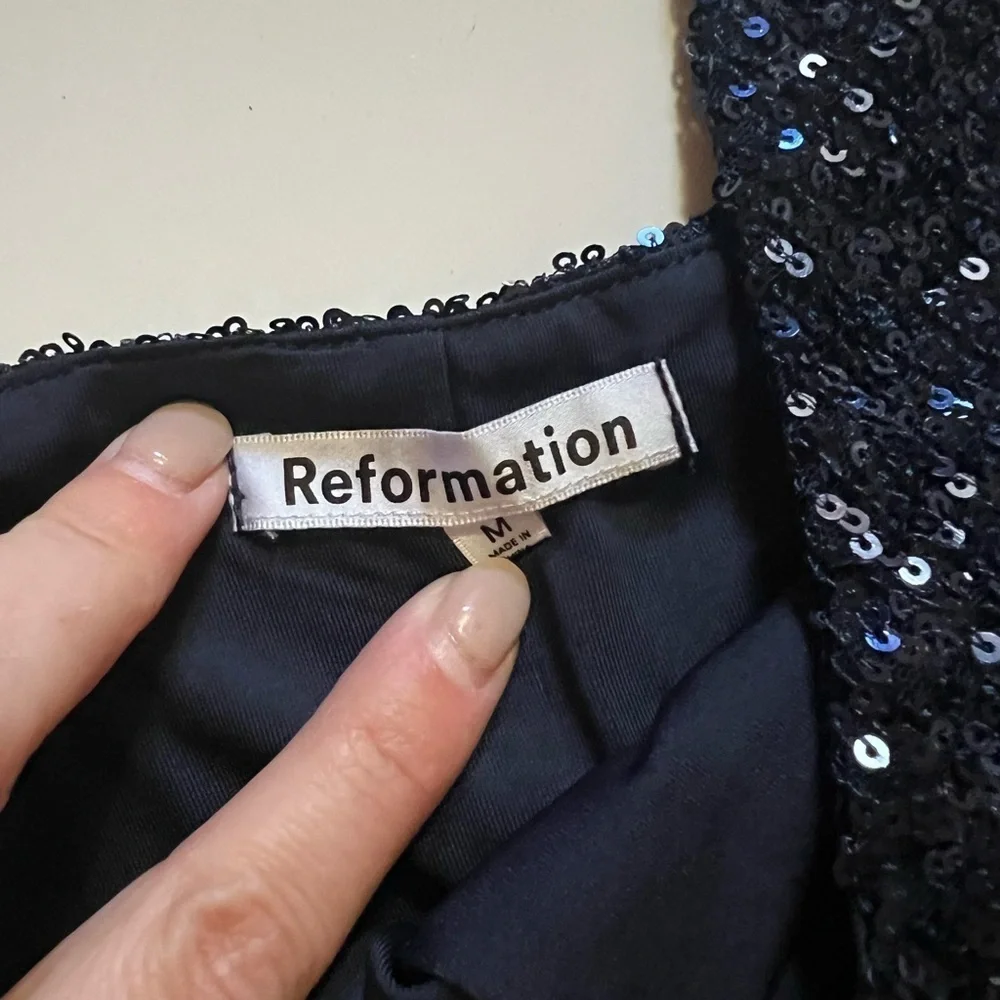 NWT Reformation Jimmy Dress Navy Sequin Size Medium